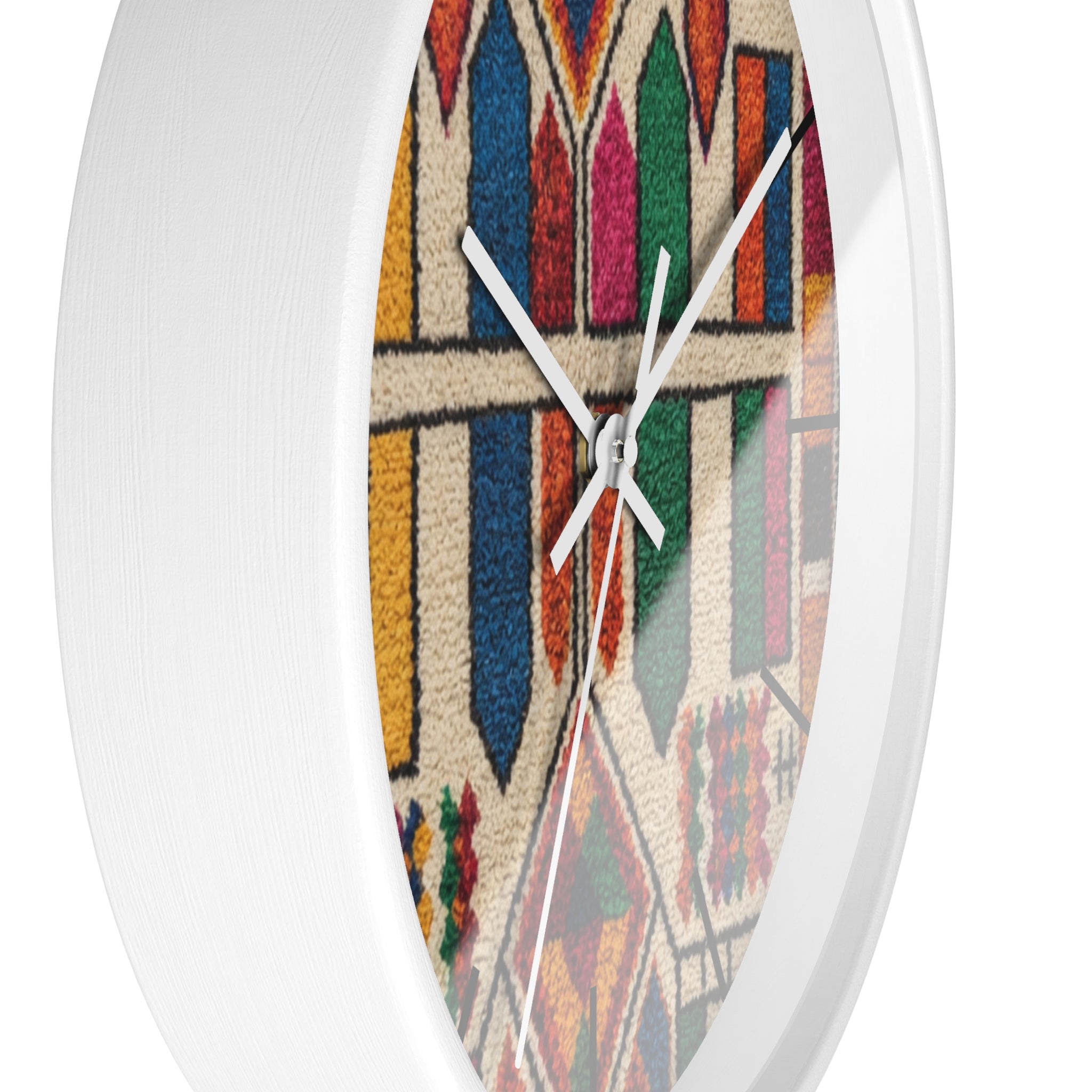 Colorful Moroccan Geometric Pattern Wall Clock | Boho Tile Design