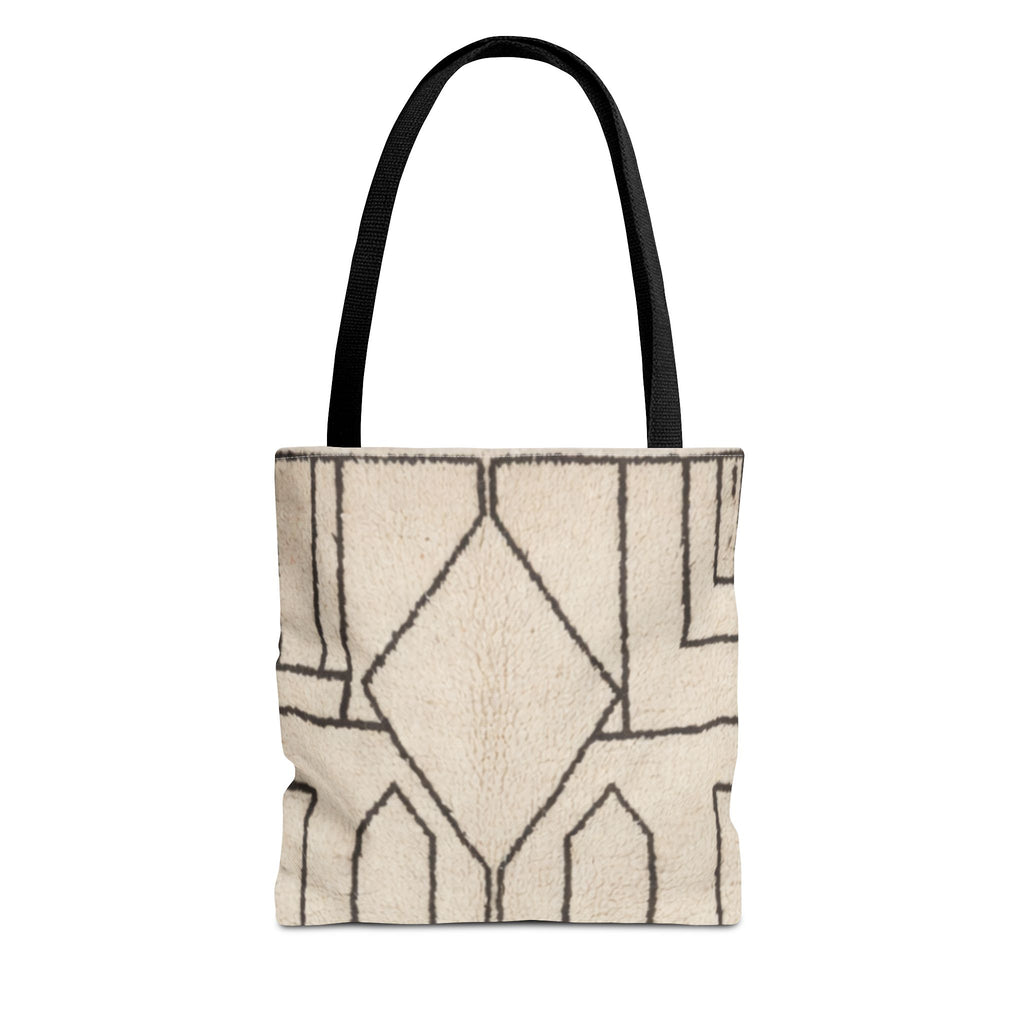 Neutral Geometric Diamond Pattern Tote Bag | Minimal Line Art
