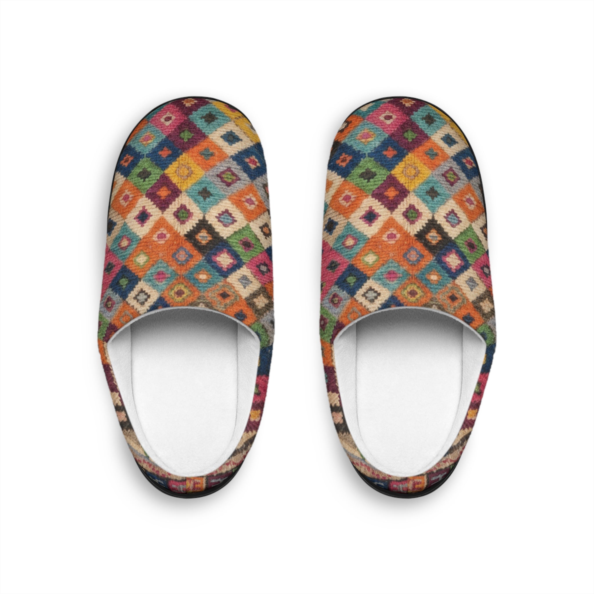 Colorful Kilim Diamond Pattern Slippers | Indoor Cozy Home Shoes