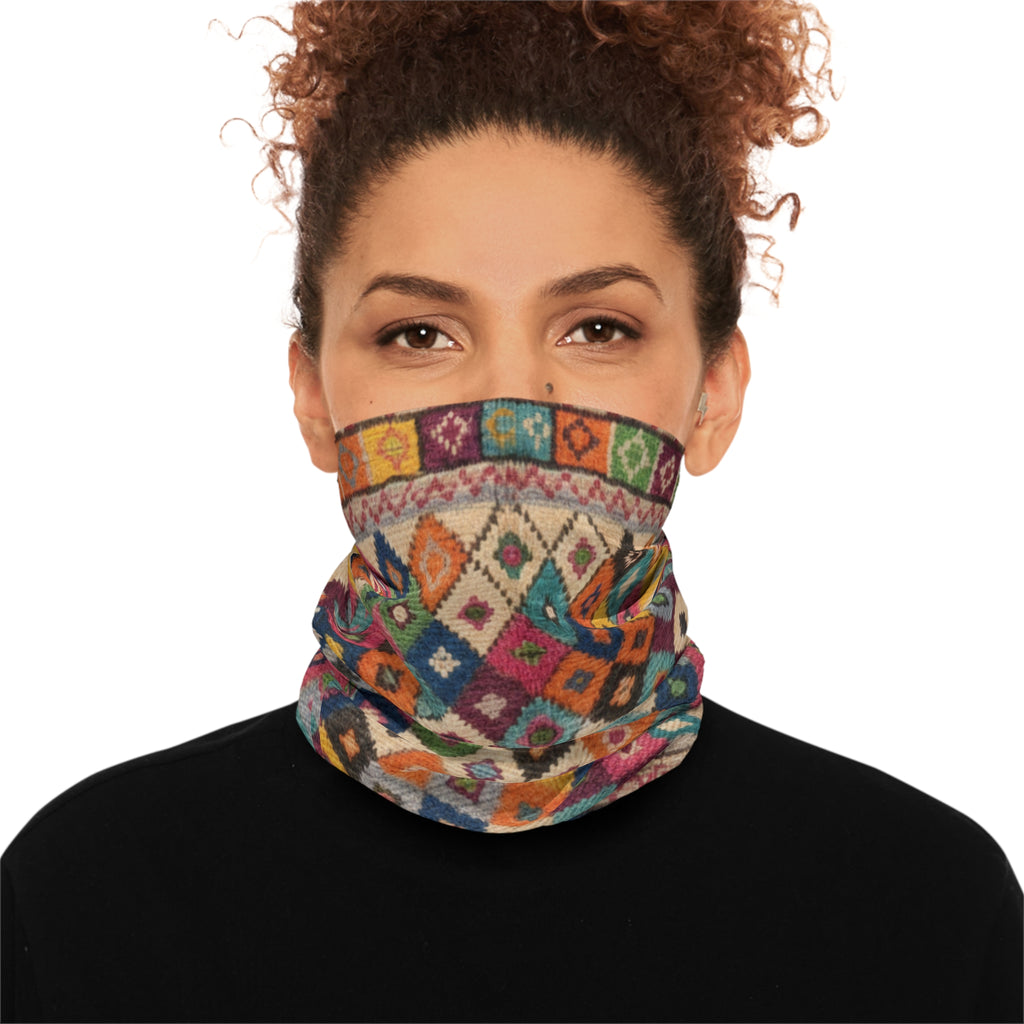 Colorful Kilim Diamond Pattern Neck Gaiter | Boho Aztec Scarf