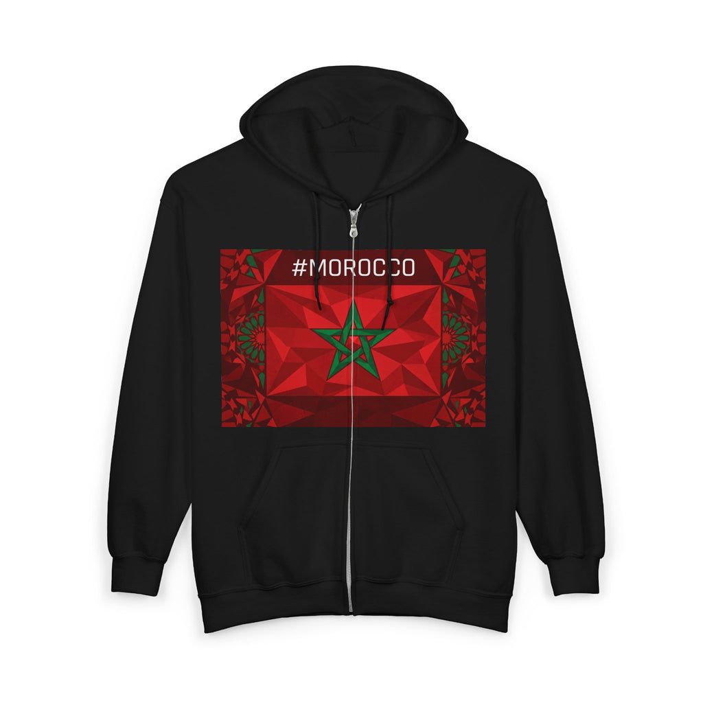 Morocco Flag Zip Hoodie | Moroccan Flag Zipper Pull