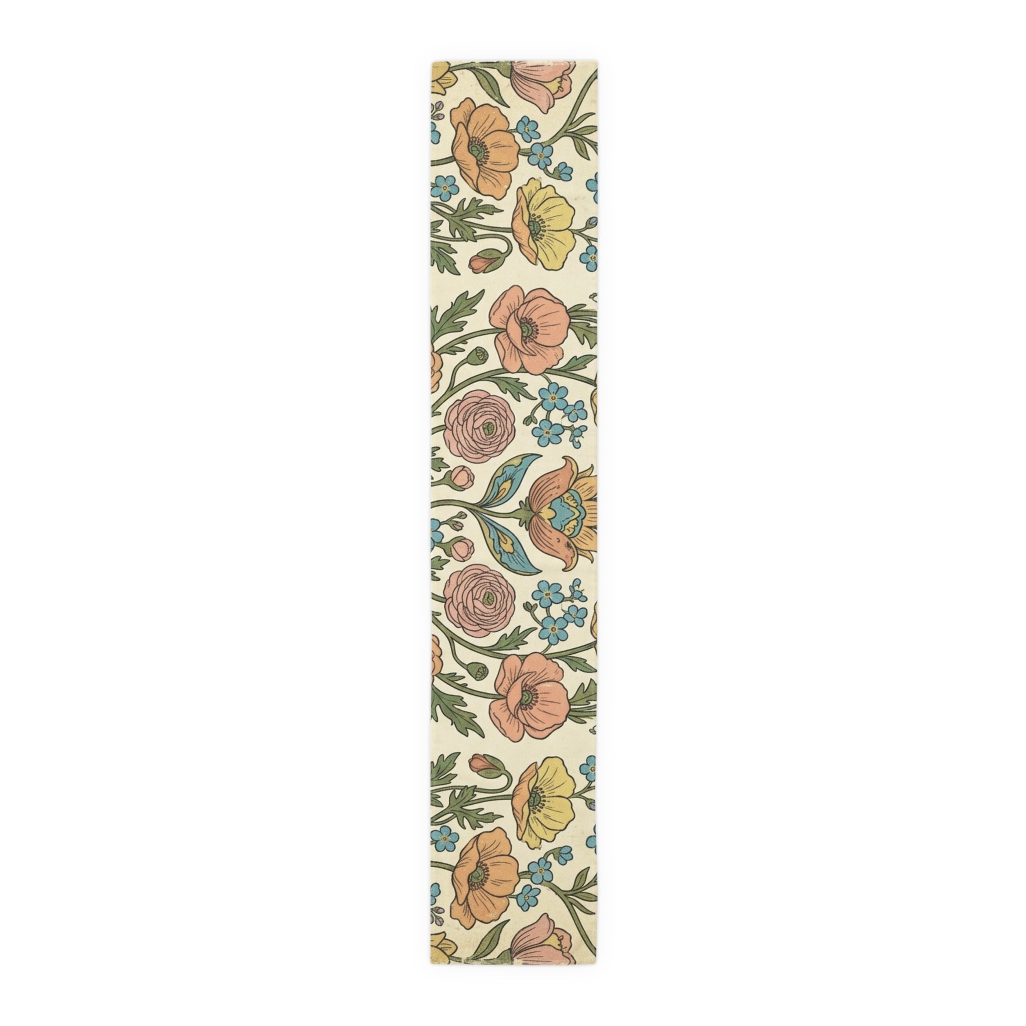 Vintage Floral Spring Table Runner | Poppy & Rose Botanical Design