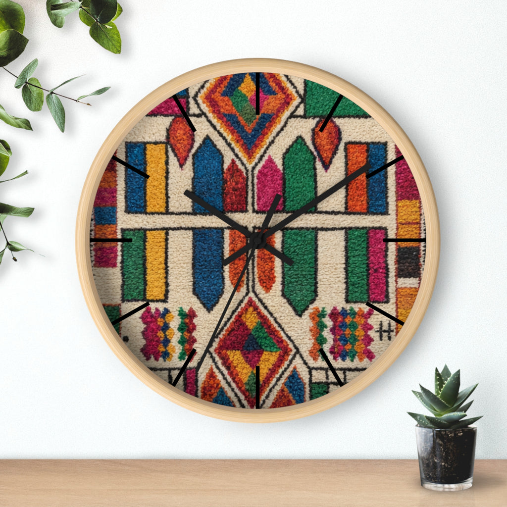 Colorful Moroccan Geometric Pattern Wall Clock | Boho Tile Design