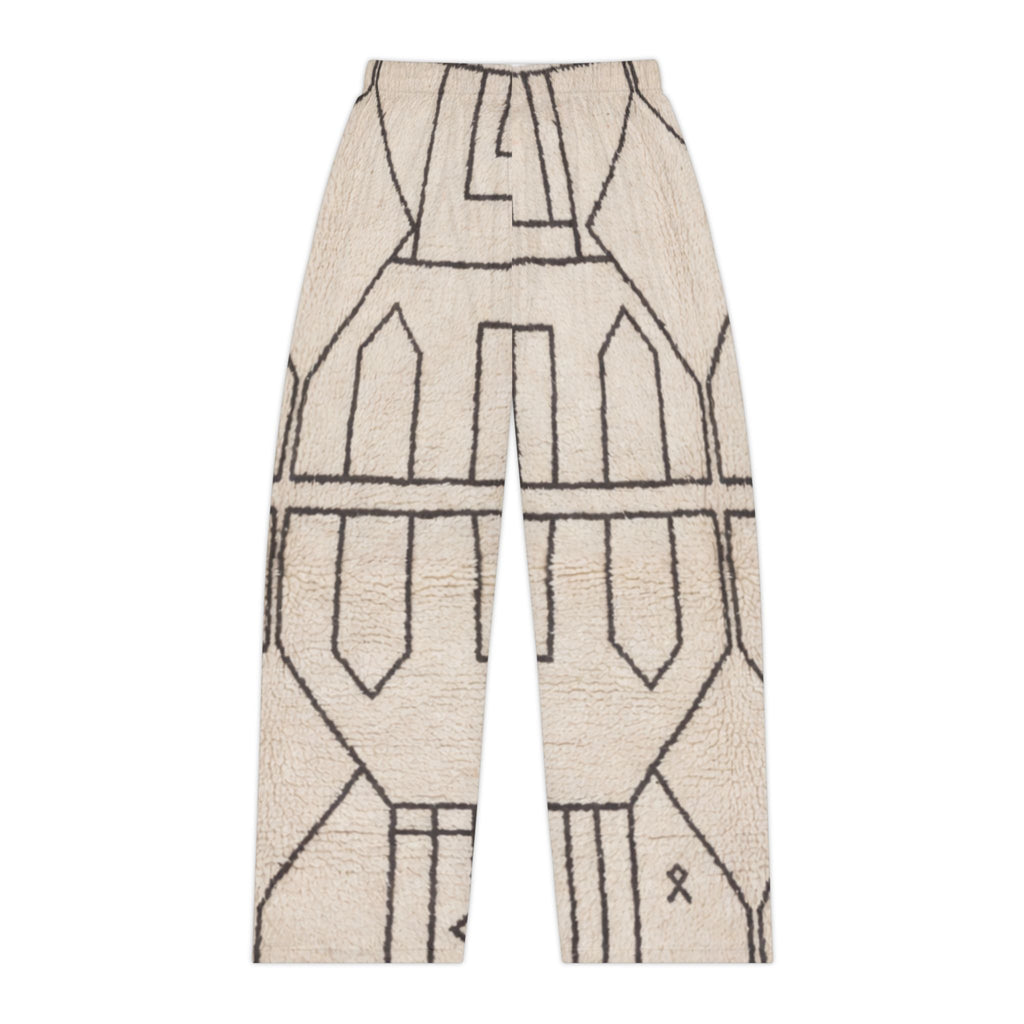 Neutral Geometric Pattern Women's Pants | Ivory Moroccan Lines