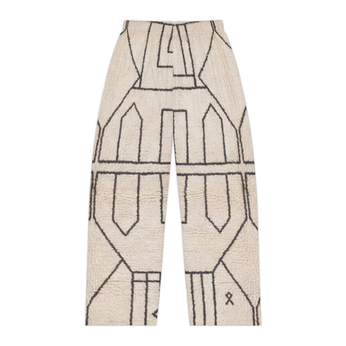 Neutral Geometric Pattern Women's Pants | Ivory Moroccan Lines