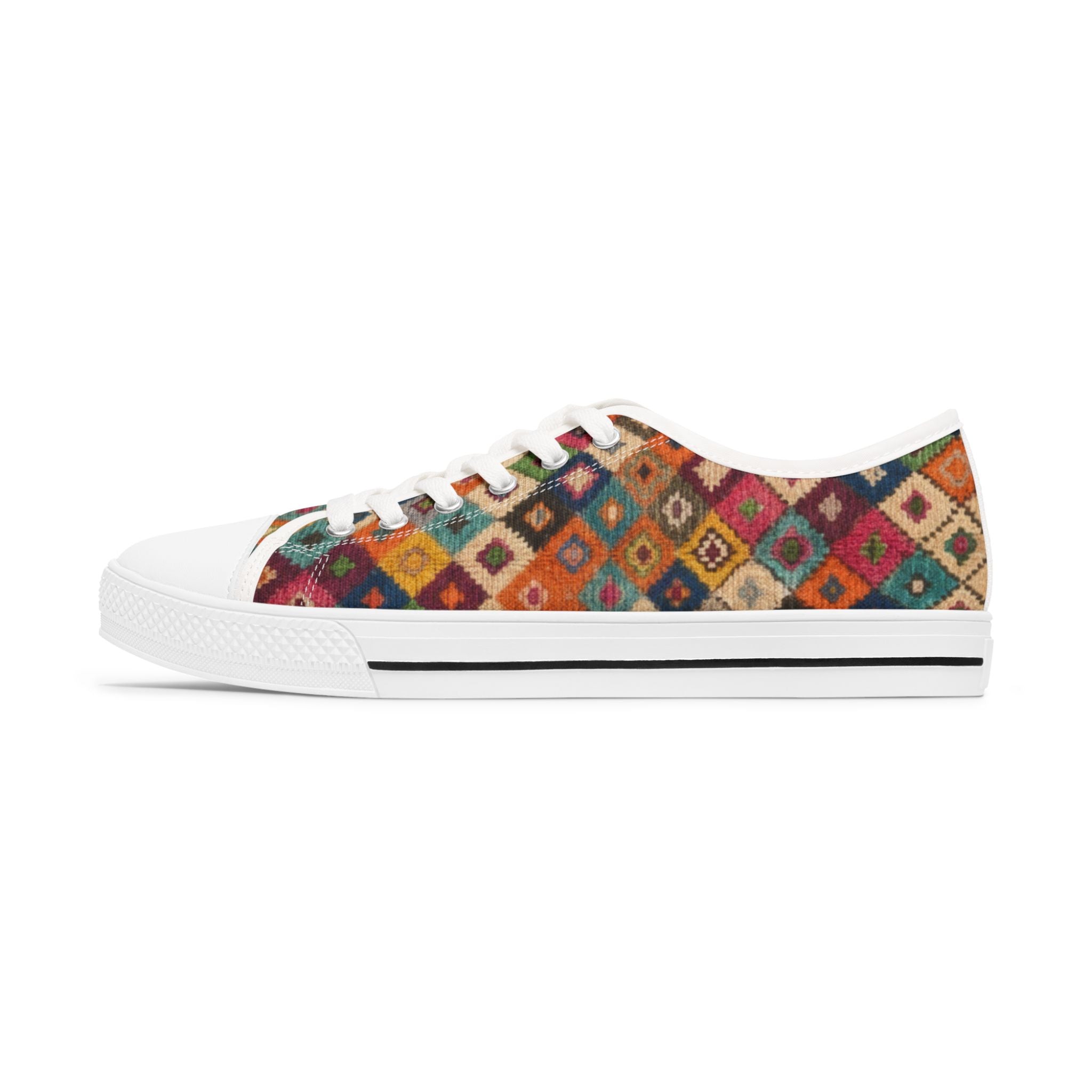 Colorful Kilim Pattern Women's Low Top Sneakers | Boho Moroccan Berber Print
