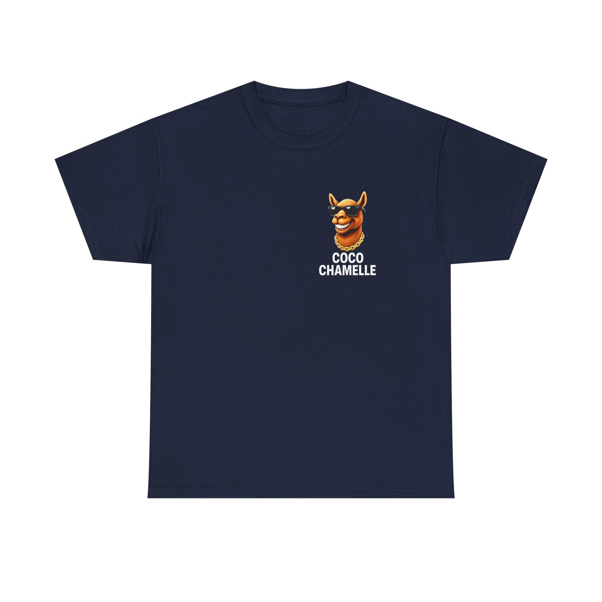 Coco Chamelle Tee Shirt - Cool Camel with Sunglasses & Gold Chain