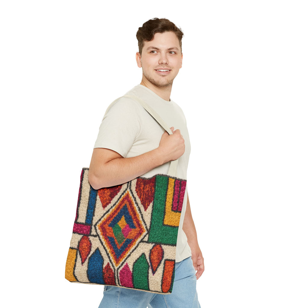 Colorful Geometric Kilim Pattern Tote | Boho Aztec Tribal Bag