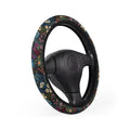 Vintage Floral Pattern Car Steering Wheel Cover | Dark Botanical Blooms