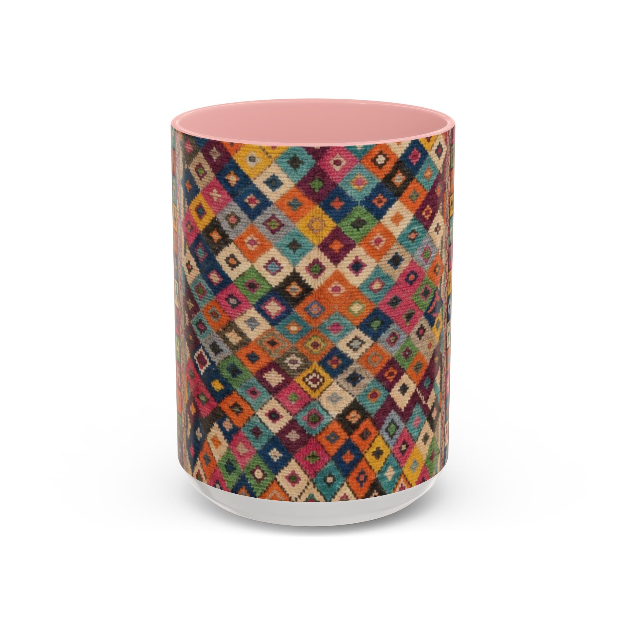 Colorful Kilim Diamond Pattern Mug | Accent Coffee Mug 11oz 15oz