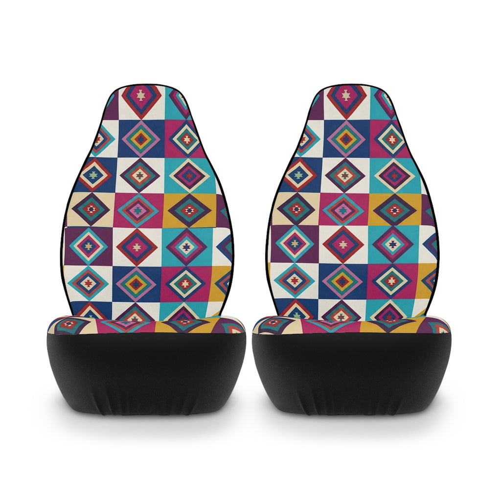Colorful Geometric Diamond Pattern Car Seat Covers | Southwestern Print