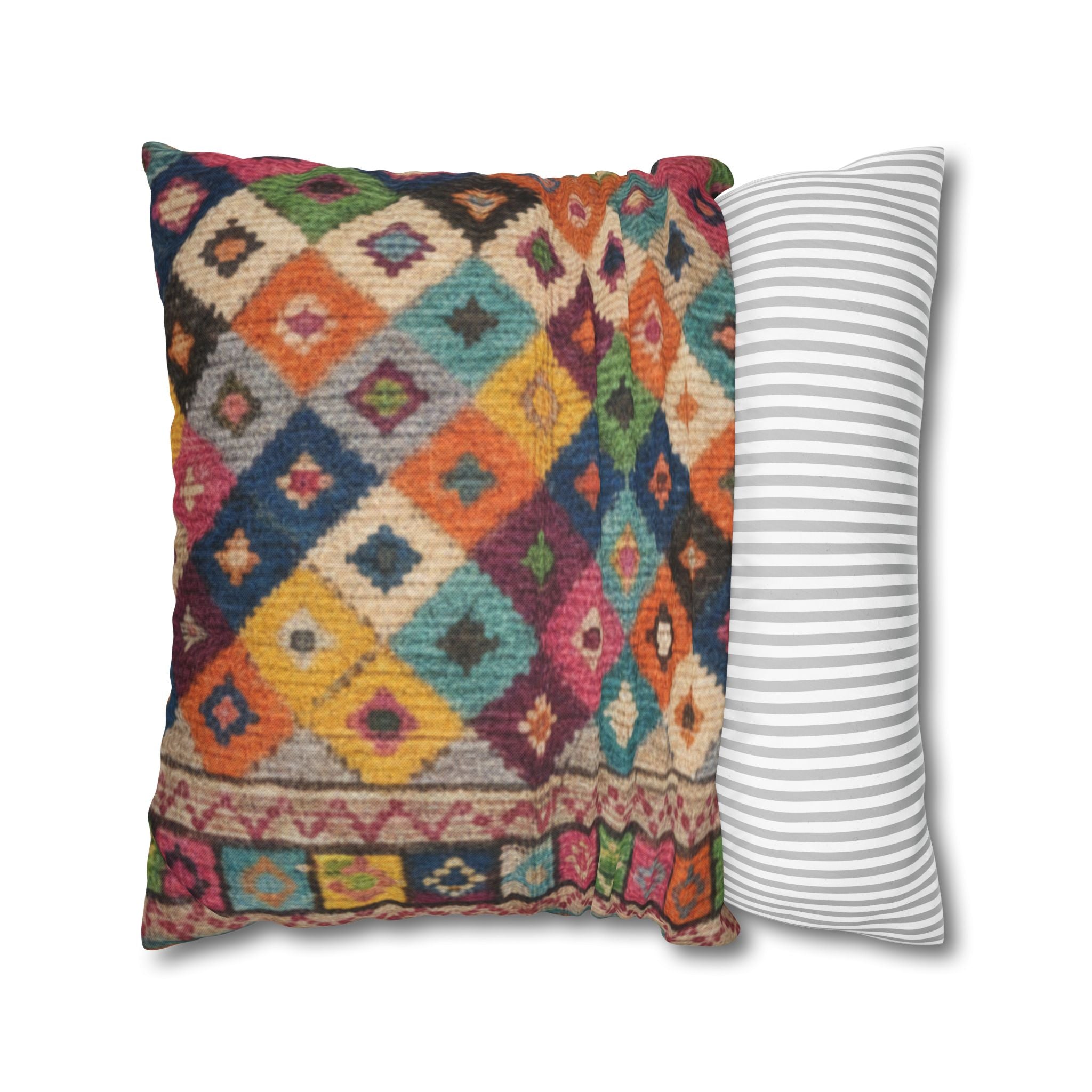 Bohemian Kilim Pattern Pillowcase Spun Polyester Square Pillowcase