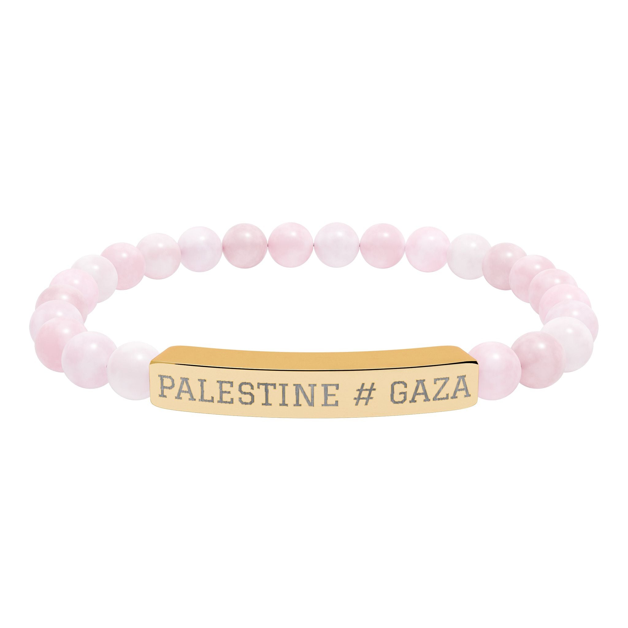 Palestine Engraved Bar Bracelet Natural Stone Stretch Bracelet | Beaded ID Bracelet