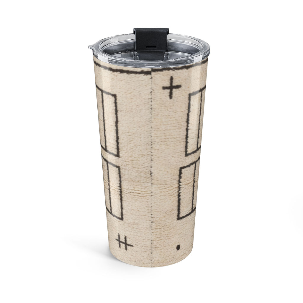 Geometric Moroccan Berber Pattern Tumbler 20oz | Minimalist Beige Travel Cup