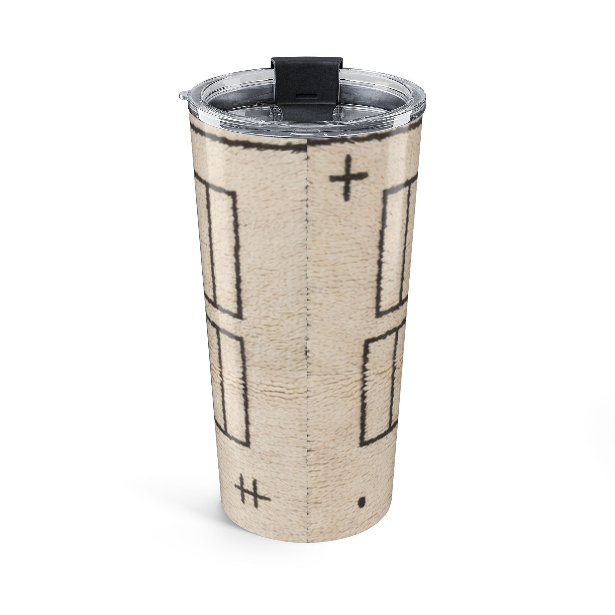Geometric Moroccan Berber Pattern Tumbler 20oz | Minimalist Beige Travel Cup