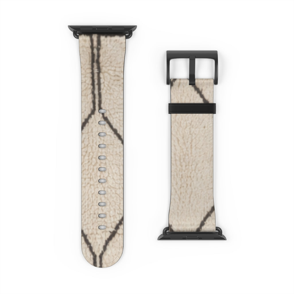 Beige Geometric Moroccan Pattern Watch Band | Neutral Minimalist Leather Look