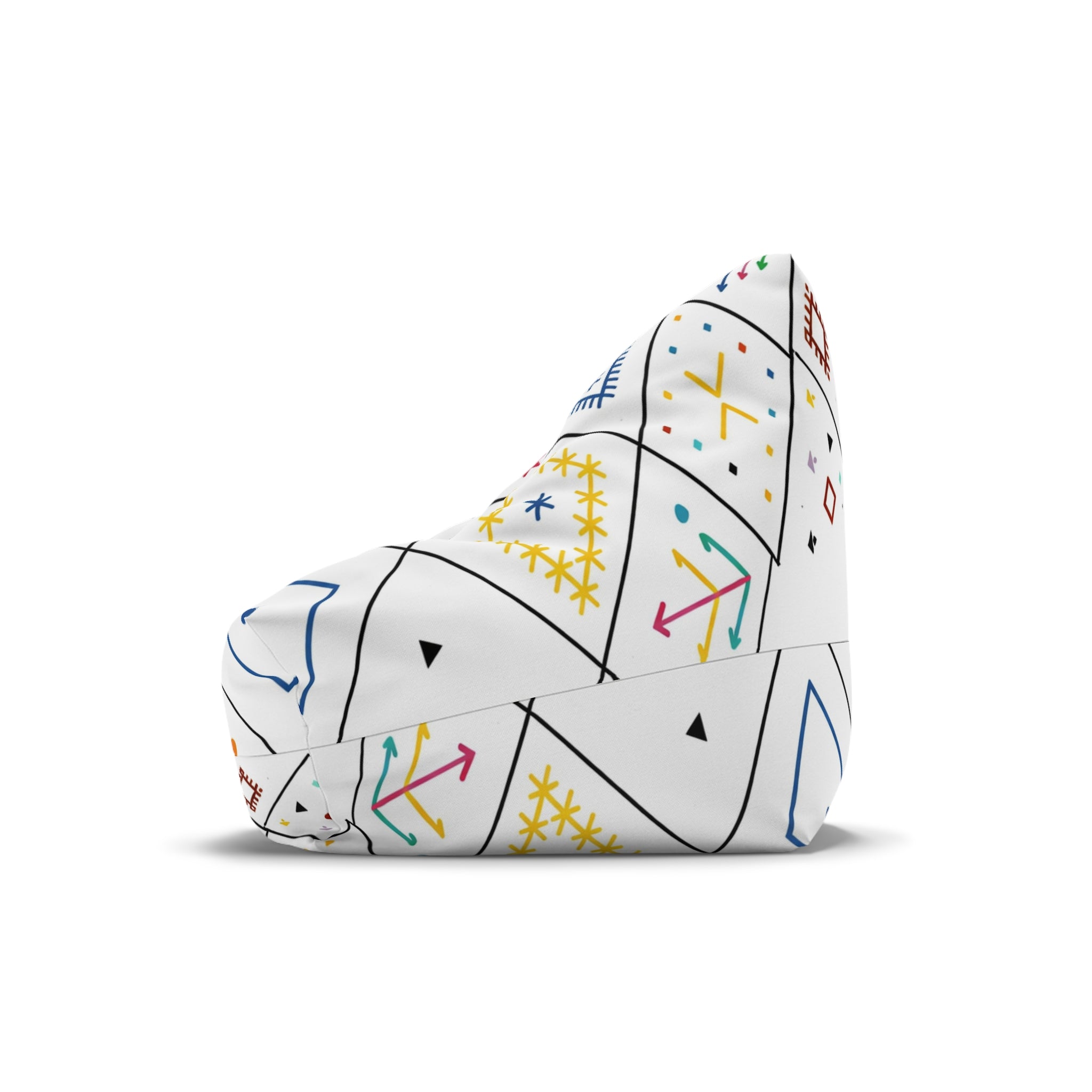 Geometric Folk Pattern Bean Bag Chair Cover | Colorful Tribal Motifs