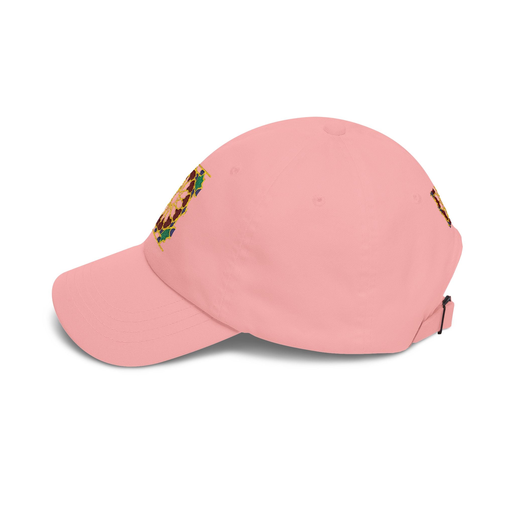Floral Moroccan Mosaic Embroidered Dad Cap | White Cotton Baseball Hat