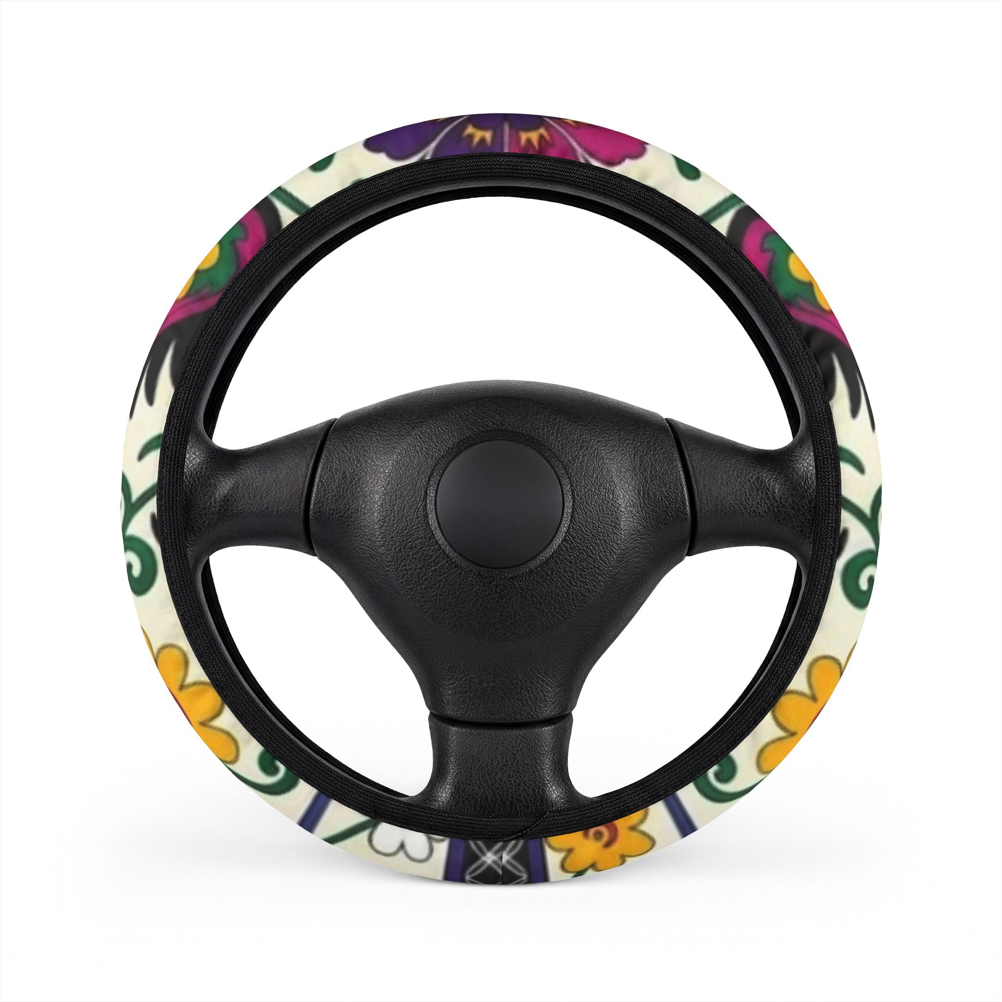 Floral Paisley Pattern Car Steering Wheel Cover | Colorful Boho Design