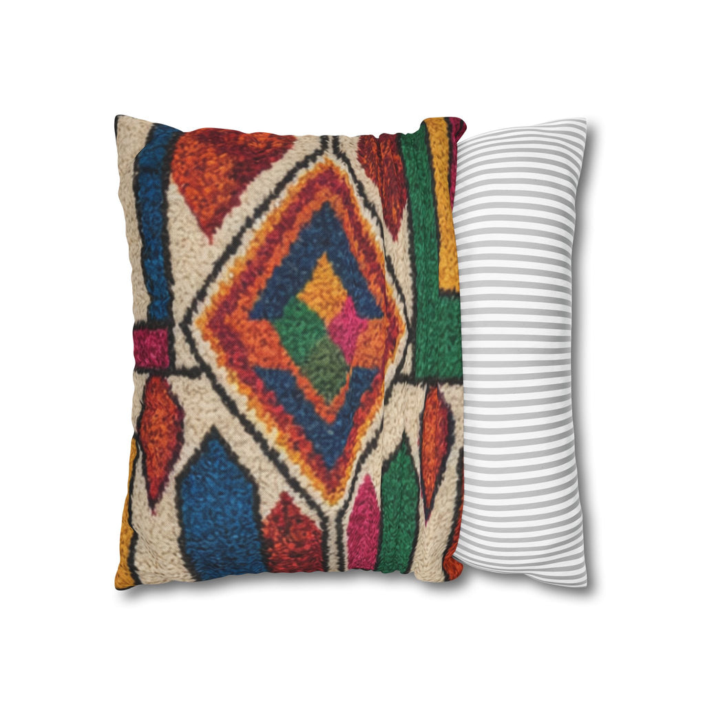 Moroccan Kilim Pattern Pillowcase Spun Polyester Square Pillowcase | Boho Geometric Throw