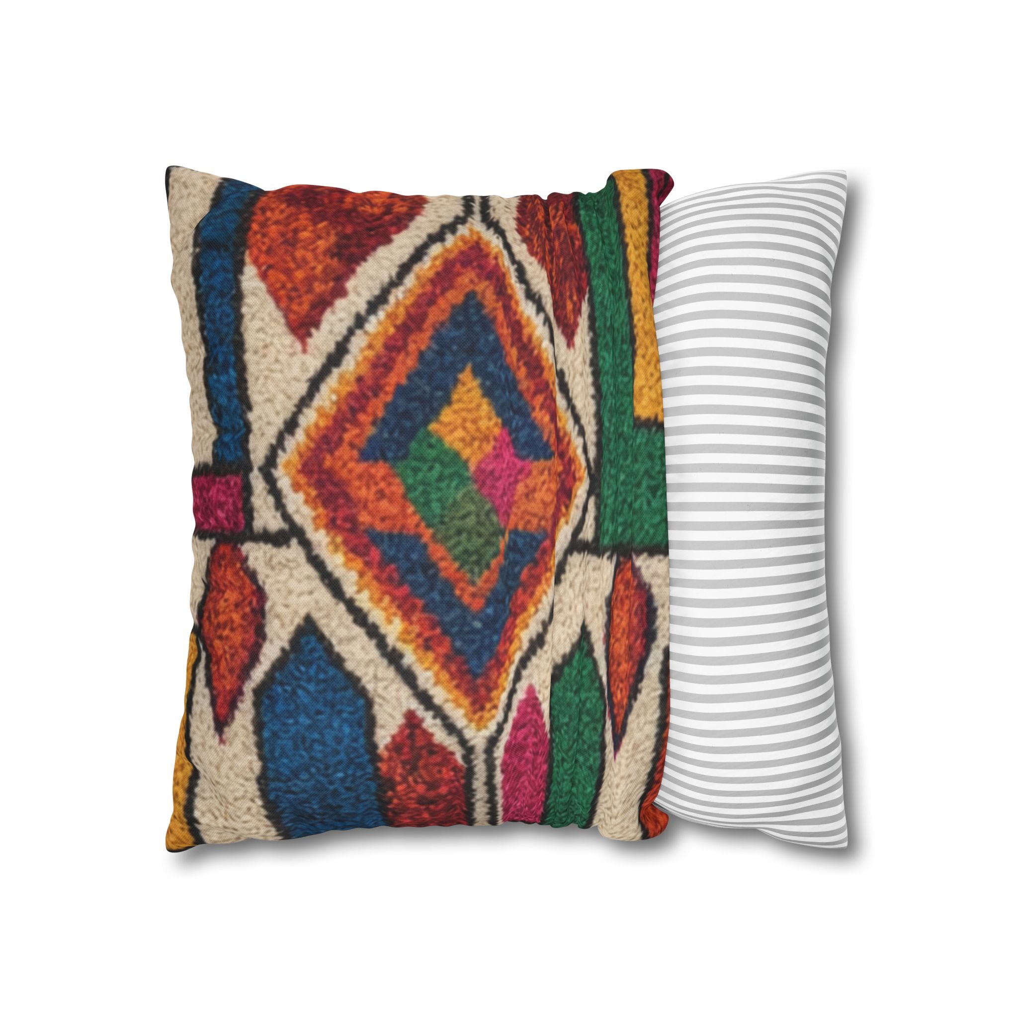 Moroccan Kilim Pattern Pillowcase Spun Polyester Square Pillowcase | Boho Geometric Throw
