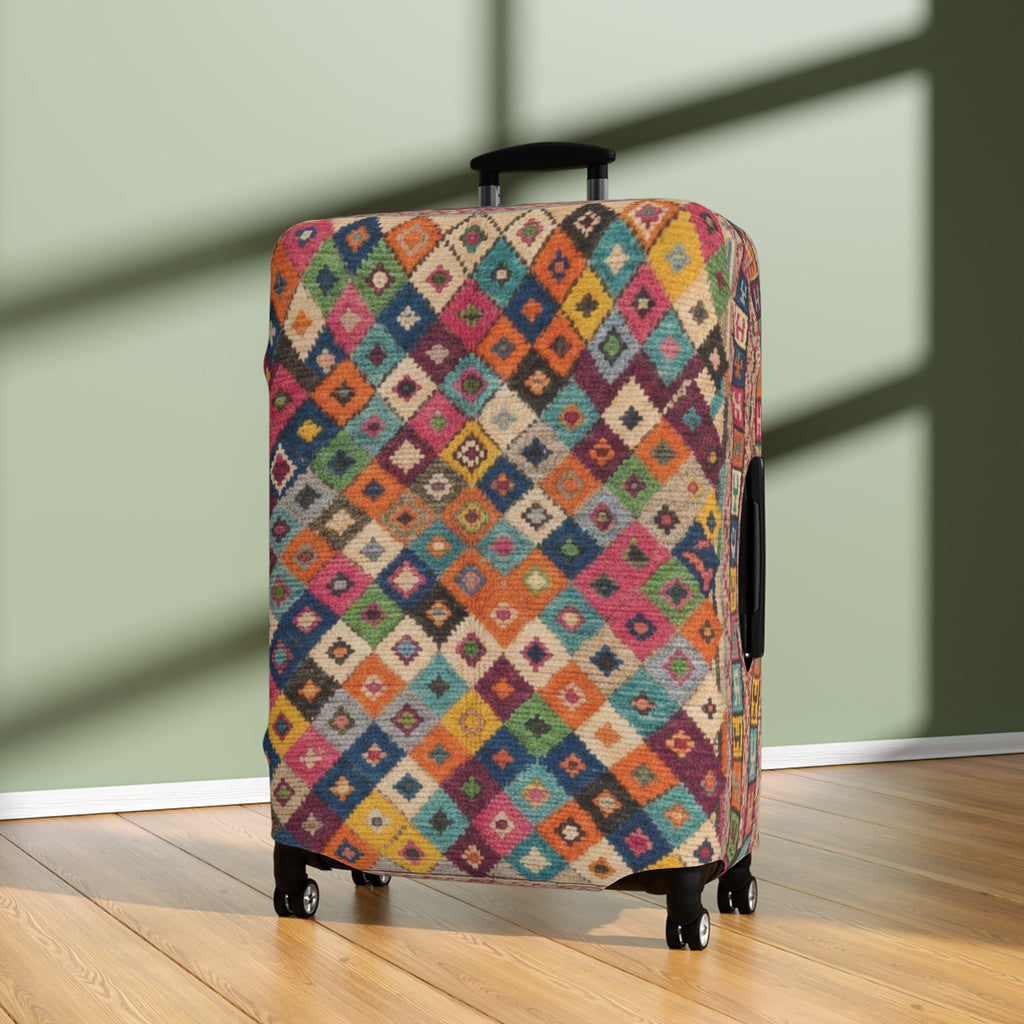 Colorful Kilim Diamond Pattern Luggage Cover | Boho Travel Accessory