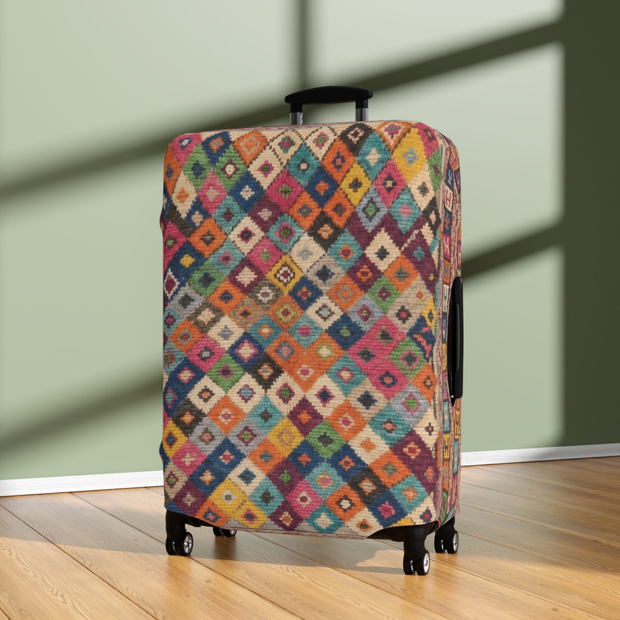 Colorful Kilim Diamond Pattern Luggage Cover | Boho Travel Accessory