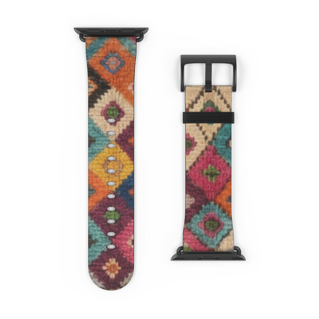Bohemian Kilim Pattern Watch Band | Southwestern Geometric Apple Watch Strap