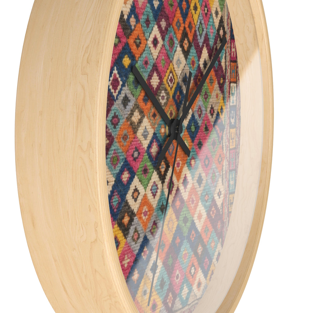 Colorful Kilim Pattern Wall Clock | Geometric Boho Decor