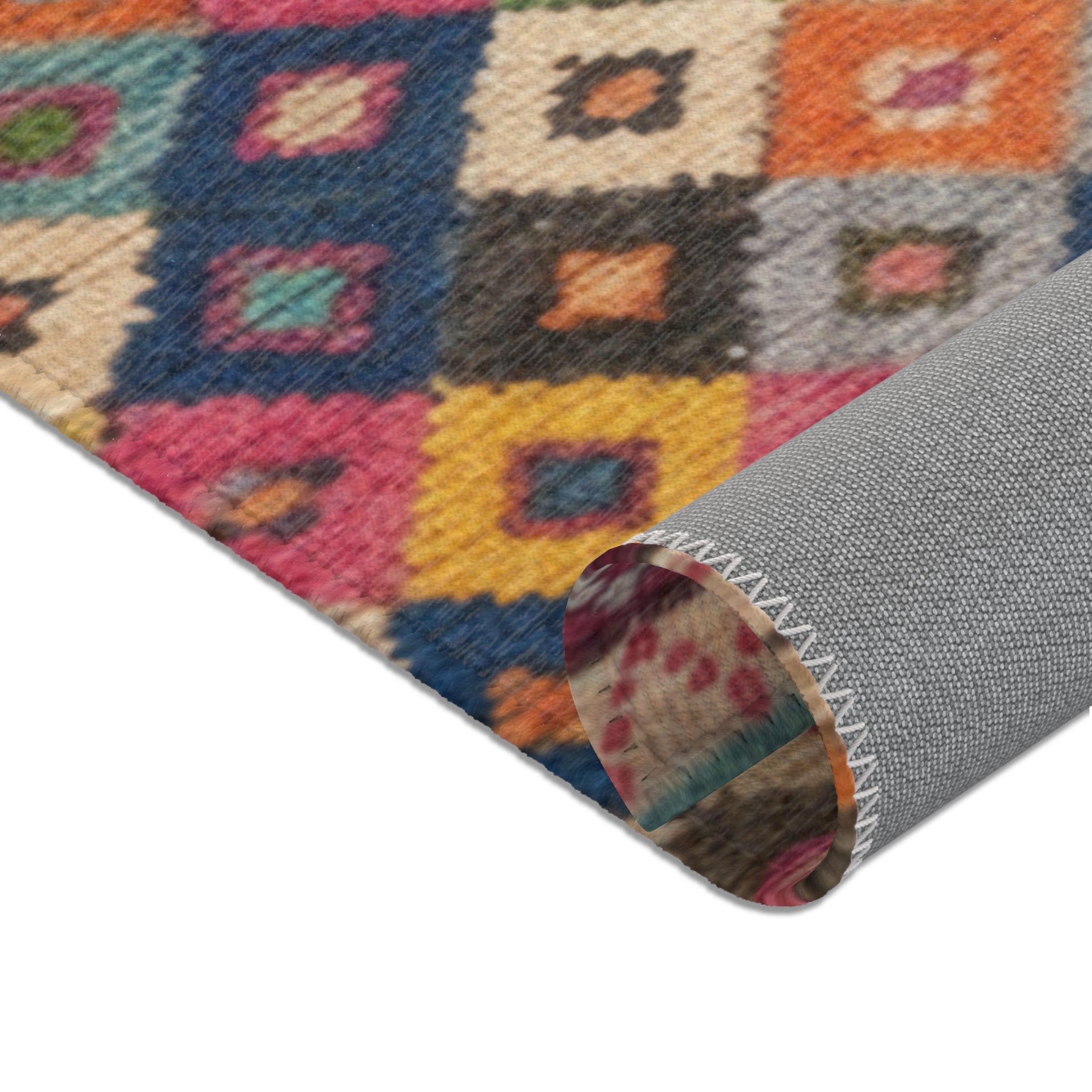 Colorful Geometric Diamond Pattern Area Rug | Moroccan Rug Berber Style