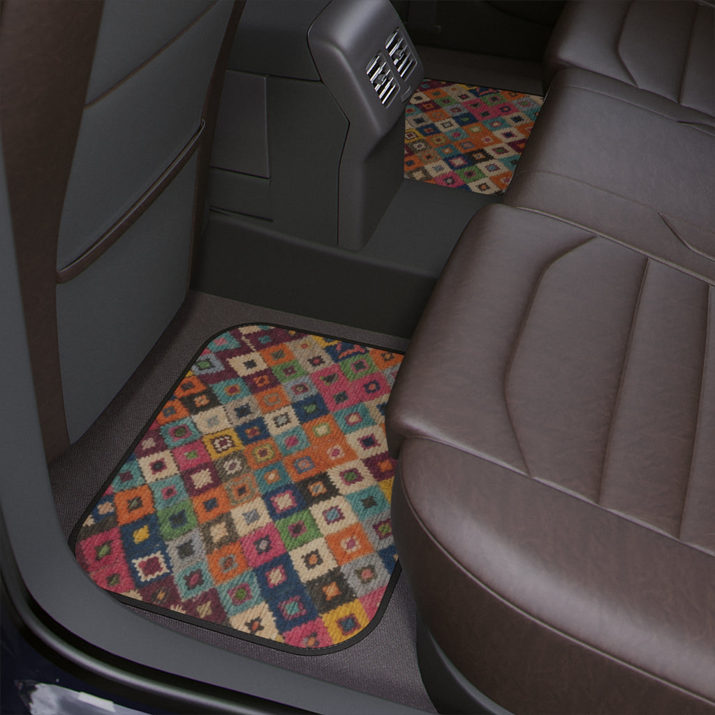 Colorful Geometric Diamond Pattern Car Floor Mat | Single Piece