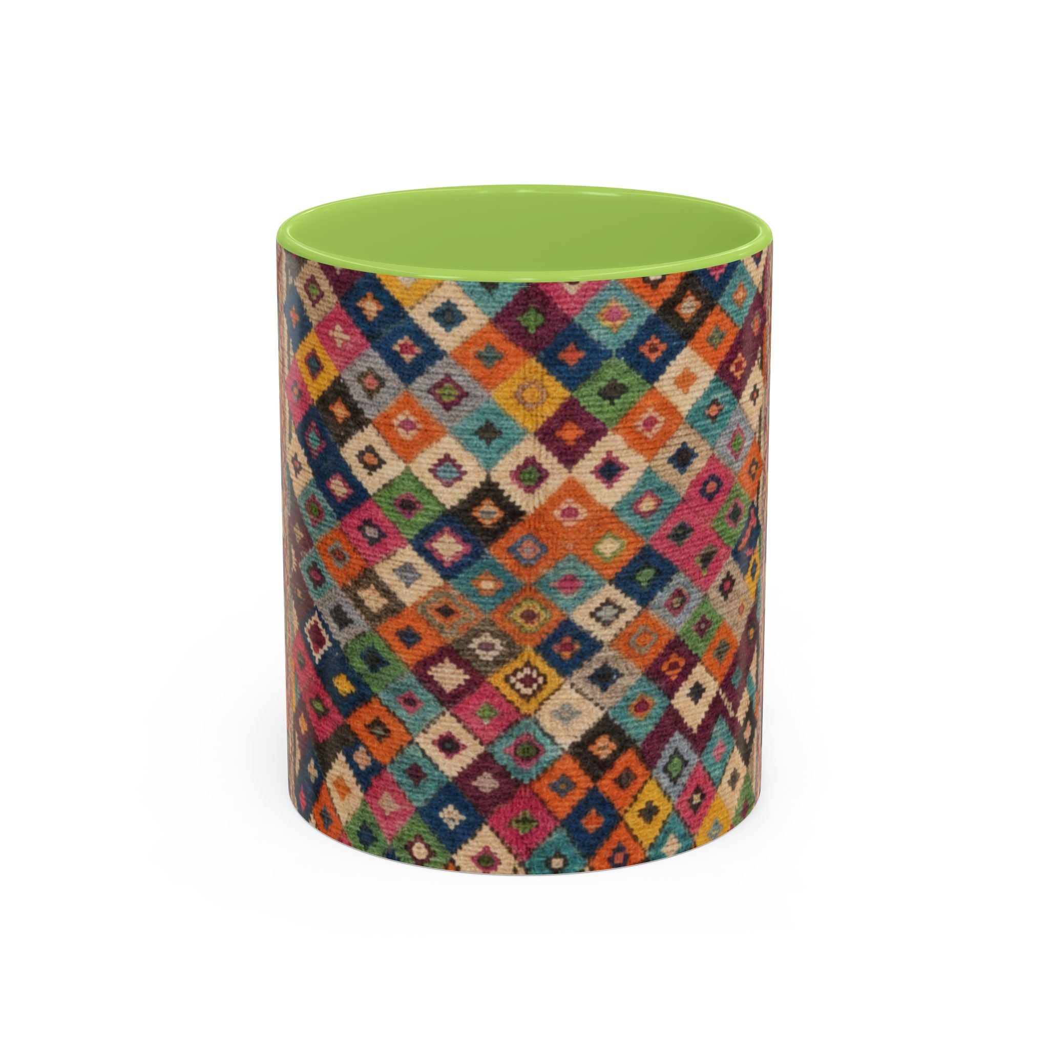 Colorful Kilim Diamond Pattern Mug | Accent Coffee Mug 11oz 15oz