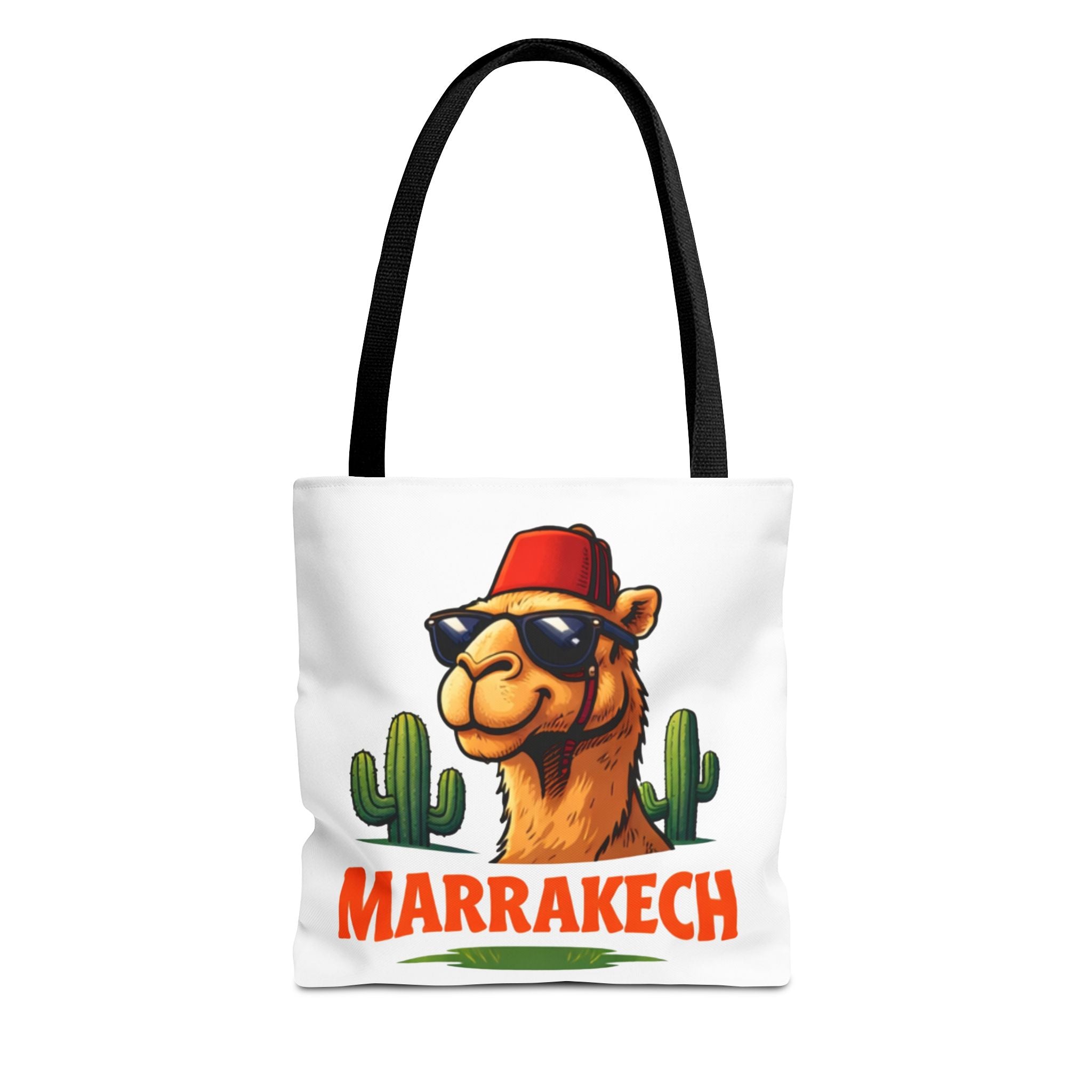 Marrakech Coco Chamelle Tote Bag — Cool Camel with Sunglasses Travel Tote