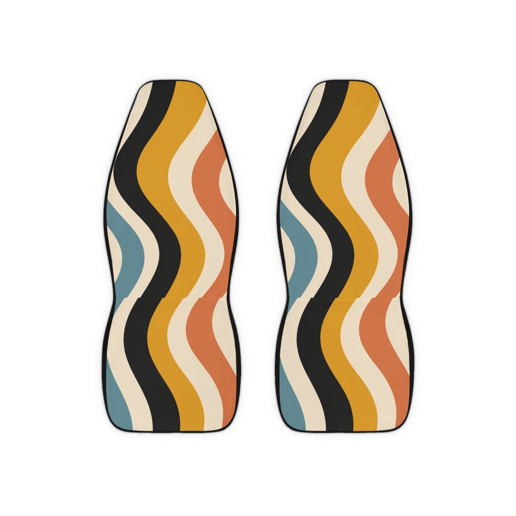 Retro Wavy Stripes Car Seat Covers | Abstract 70s Pattern