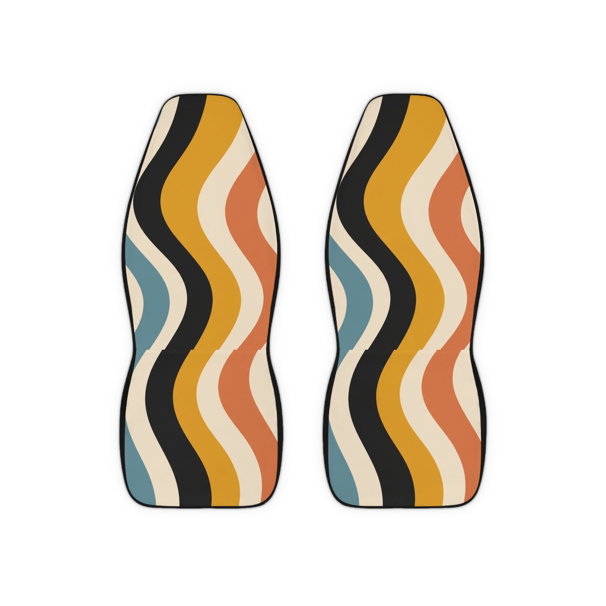 Retro Wavy Stripes Car Seat Covers | Abstract 70s Pattern