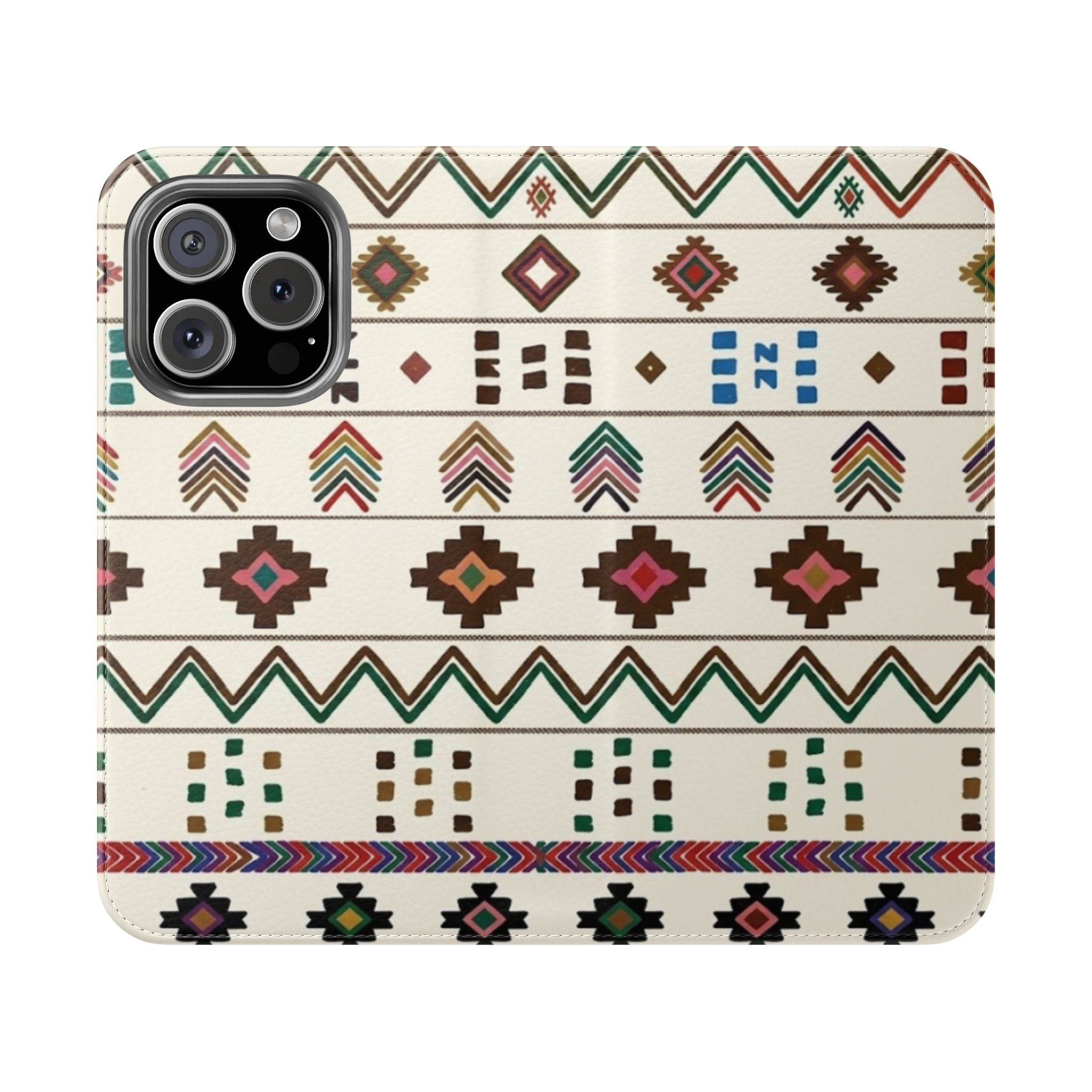 Southwestern Aztec Pattern Flip Case | Tribal Phone Wallet, Card Slots