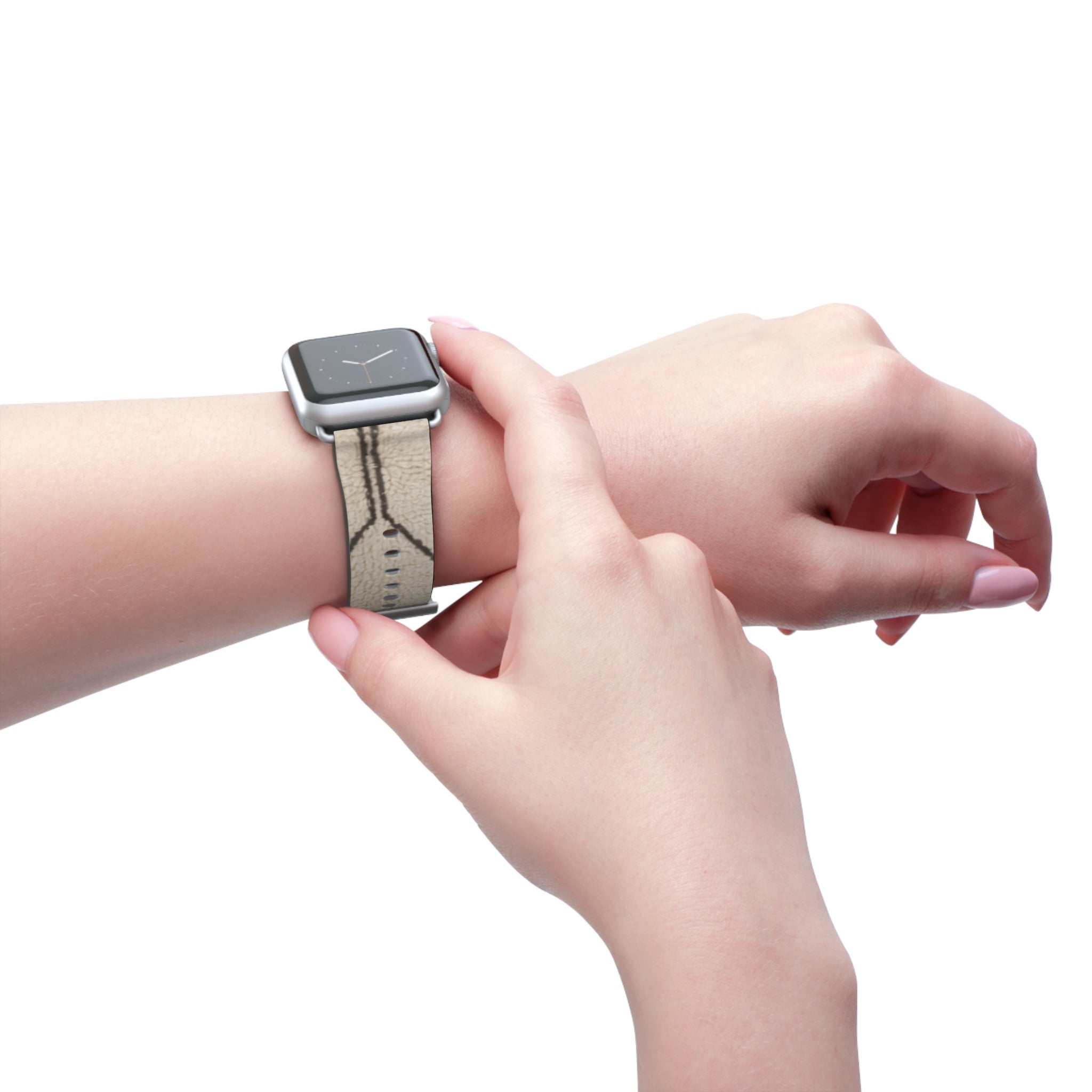 Beige Geometric Moroccan Pattern Watch Band | Neutral Minimalist Leather Look