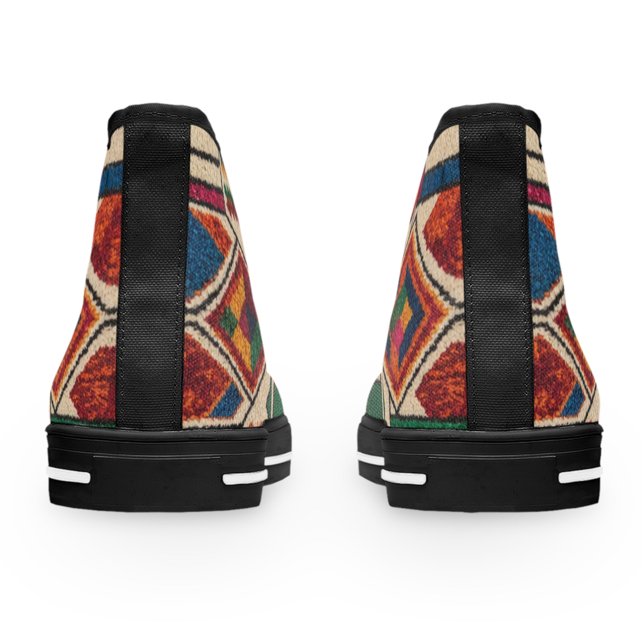 Colorful Geometric Pattern Women's High Top Sneakers | Moroccan Berber Print