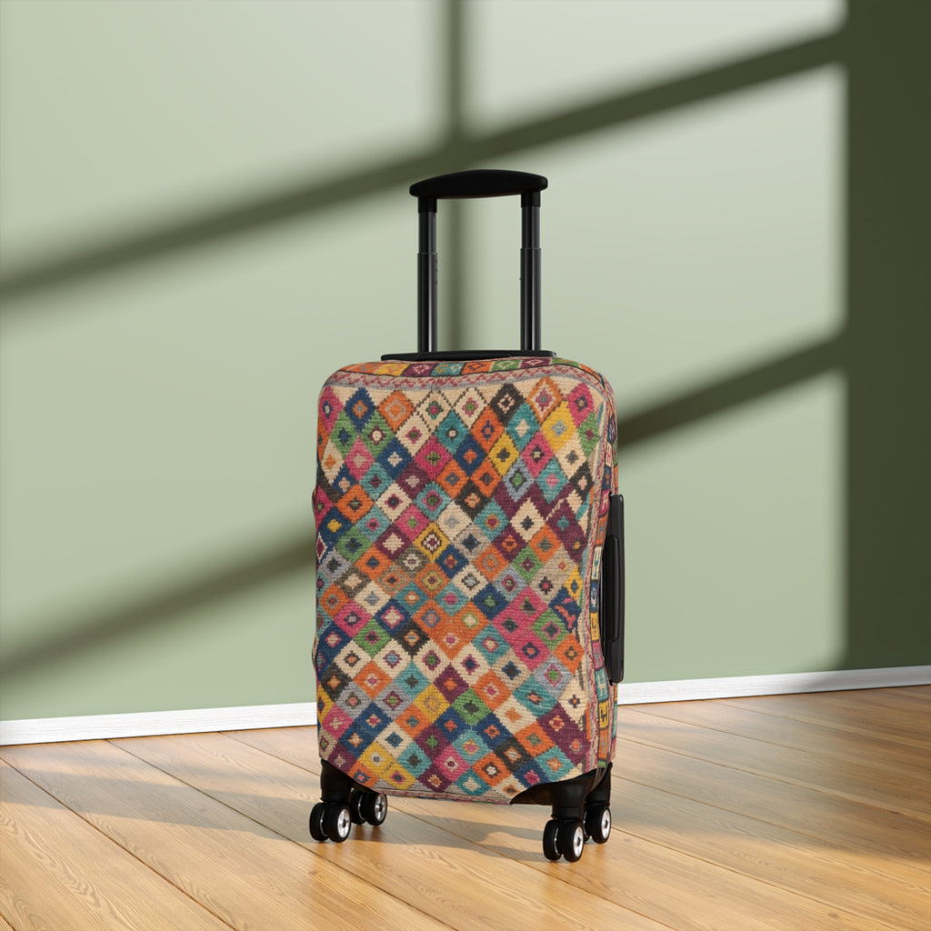 Colorful Kilim Diamond Pattern Luggage Cover | Boho Travel Accessory