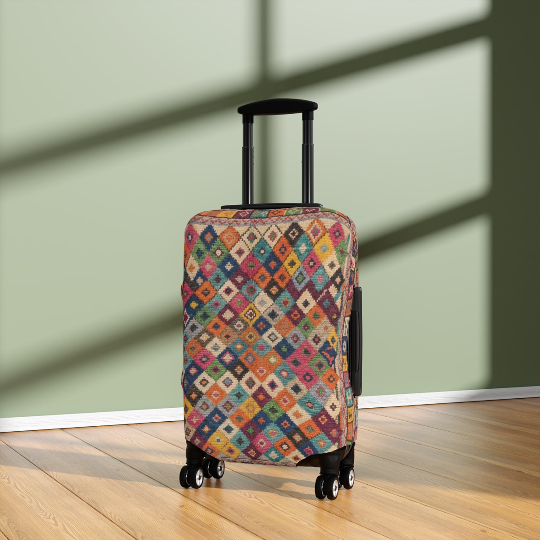 Colorful Kilim Diamond Pattern Luggage Cover | Boho Travel Accessory