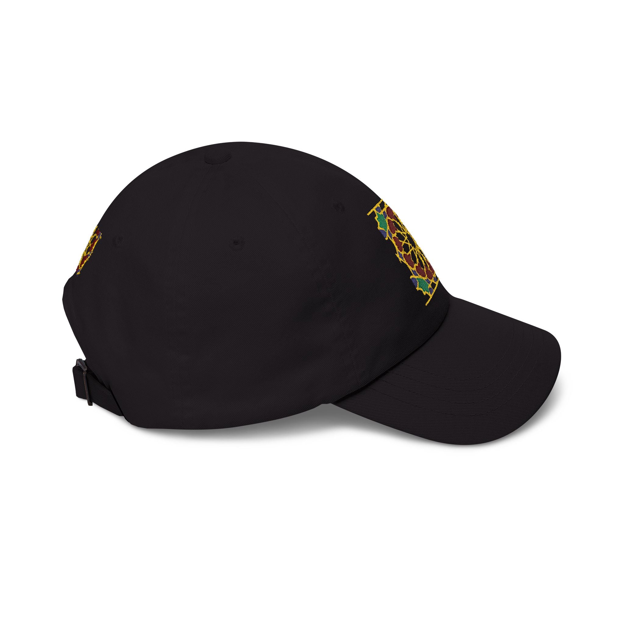 Floral Moroccan Mosaic Embroidered Dad Cap | White Cotton Baseball Hat