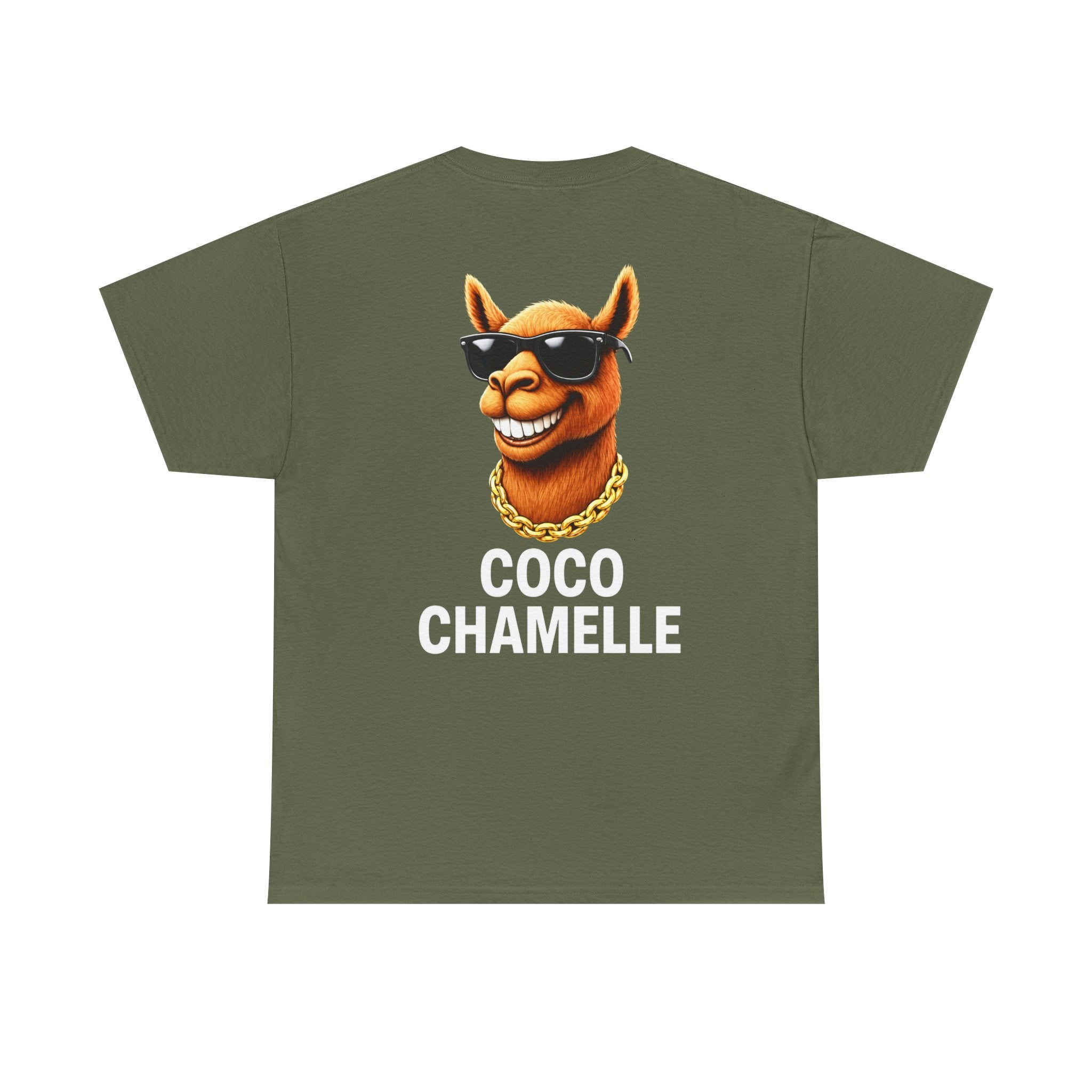 Coco Chamelle Tee Shirt - Cool Camel with Sunglasses & Gold Chain