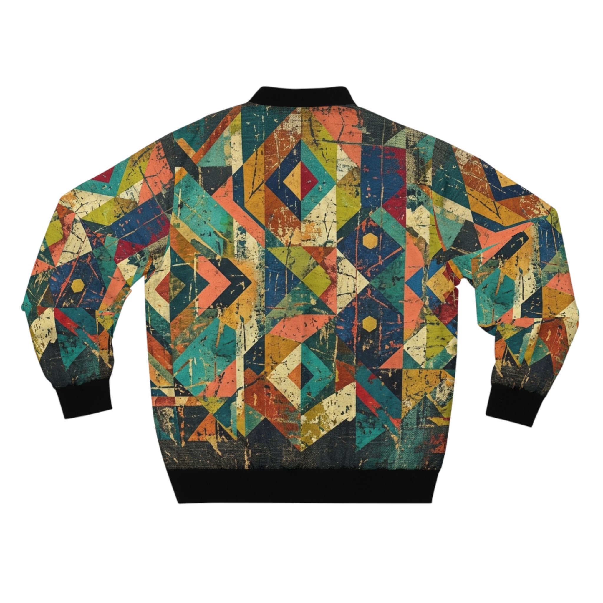Vintage Geometric Aztec Pattern Bomber Jacket | Colorful Tribal Print