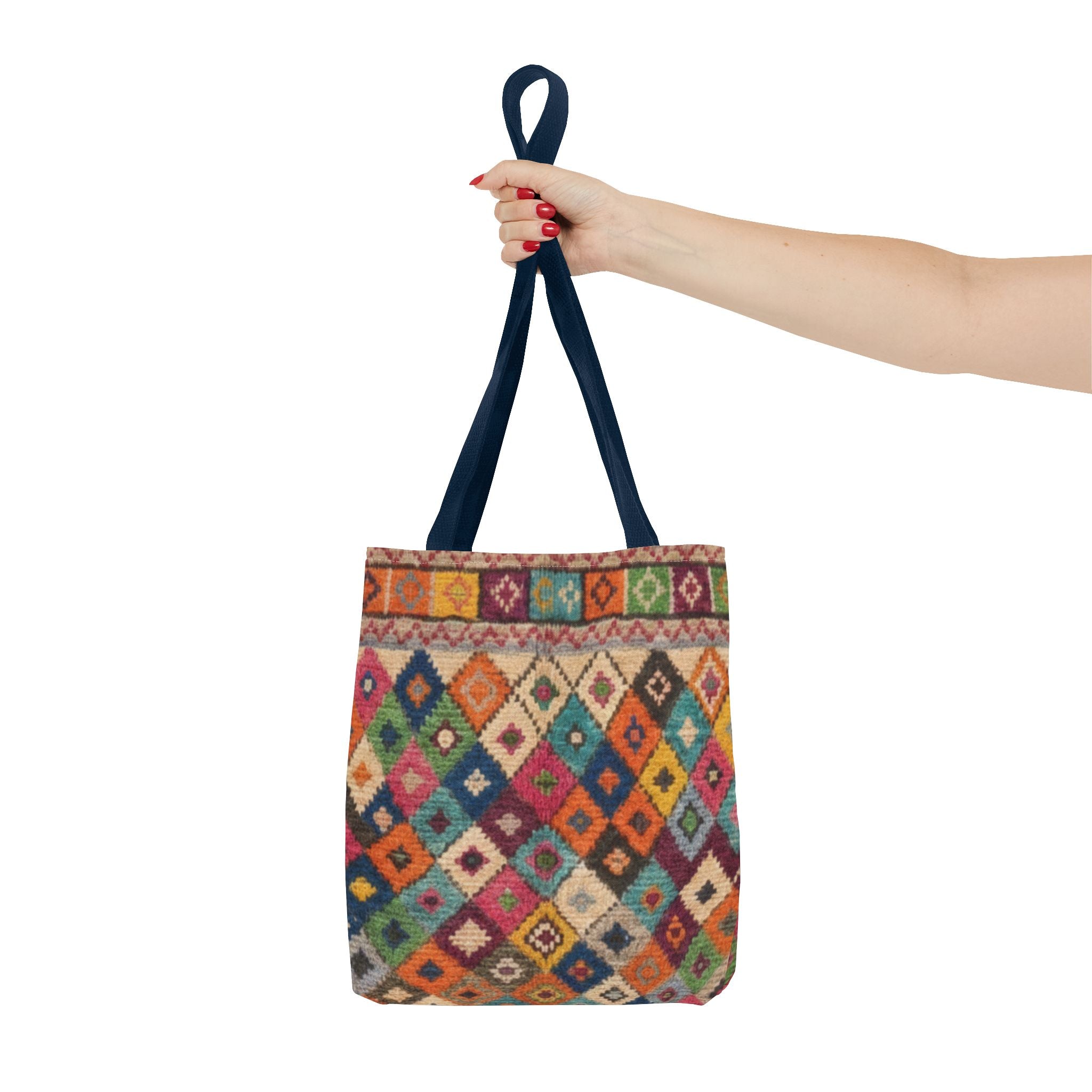 Colorful Kilim Diamond Pattern Tote Bag | Boho Tribal Aztec Shopper
