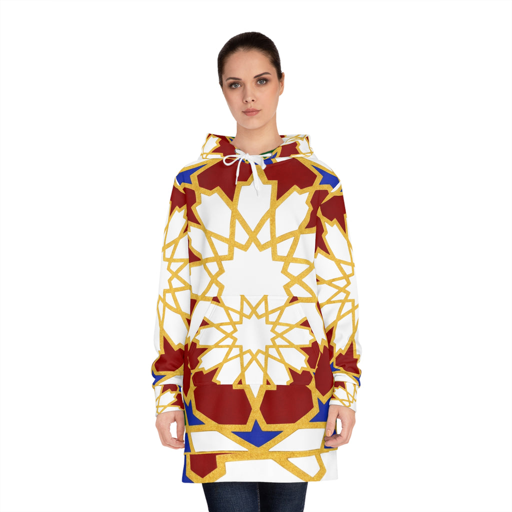 Geometric Moroccan Star Pattern Hoodie Dress | All-Over Print