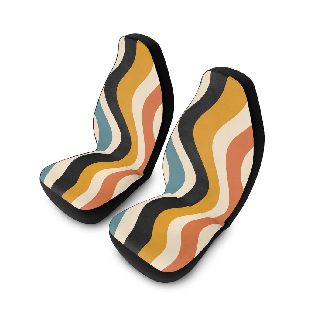 Retro Wavy Stripes Car Seat Covers | Abstract 70s Pattern