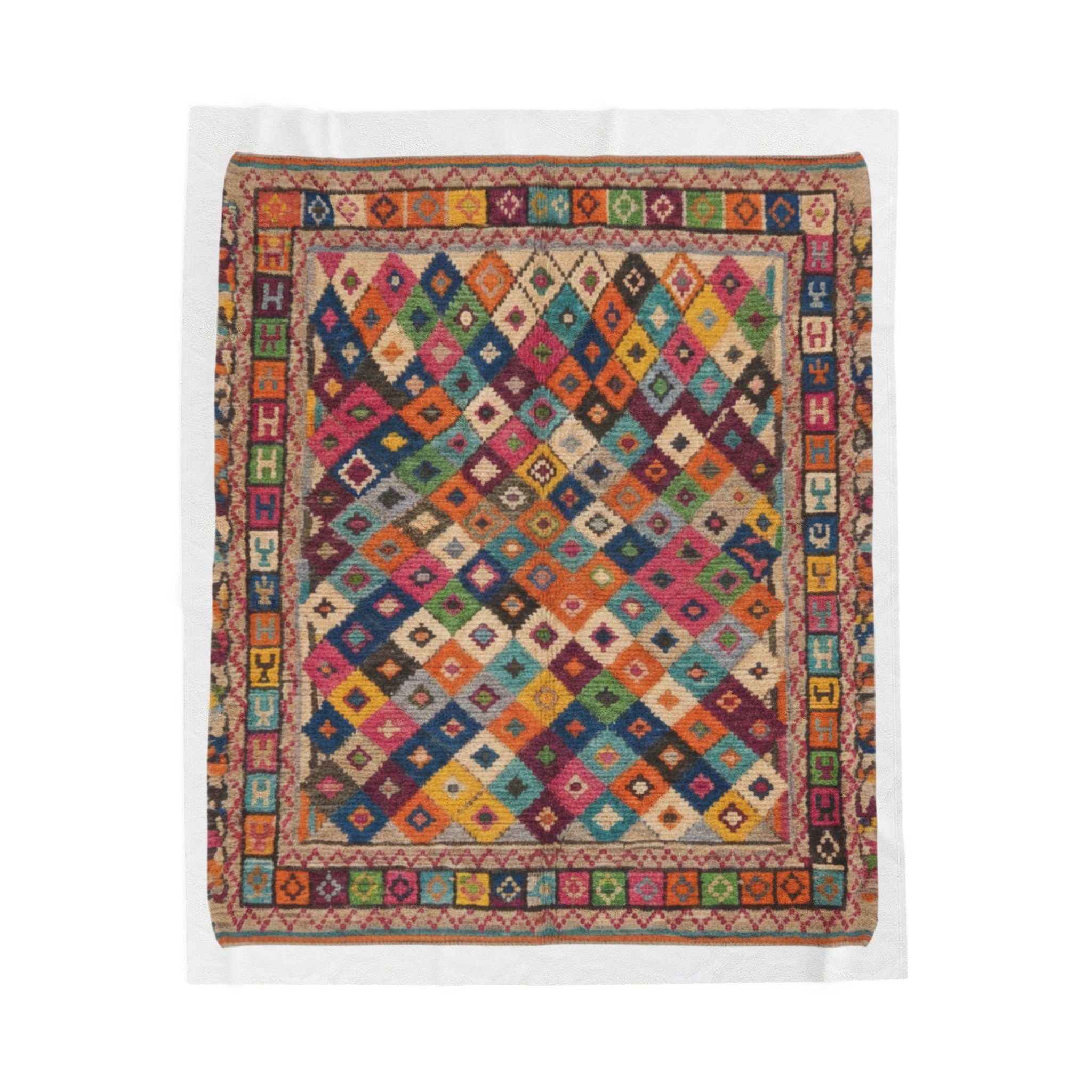 Colorful Kilim Diamond Pattern Blanket | Bohemian Geometric Throw