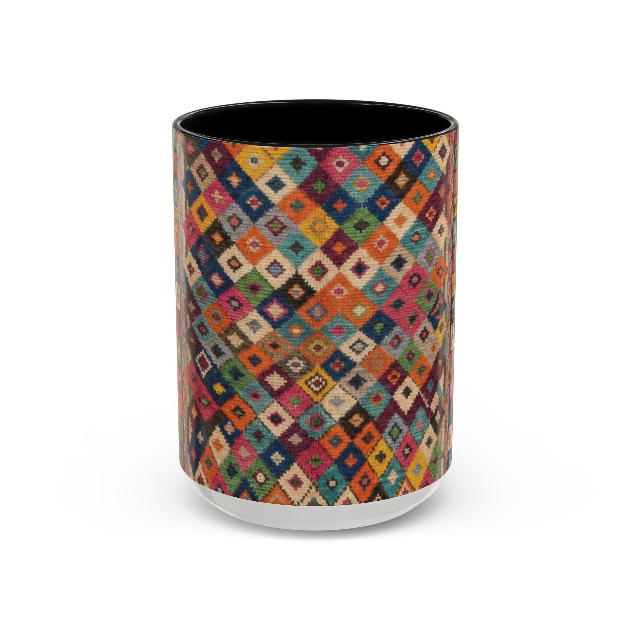 Colorful Kilim Diamond Pattern Mug | Accent Coffee Mug 11oz 15oz