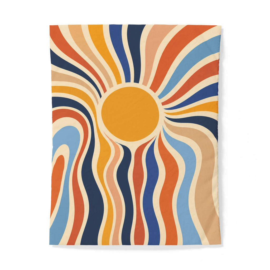 Retro Sunburst Bedding duvet cover | Mid Century Modern abstract waves