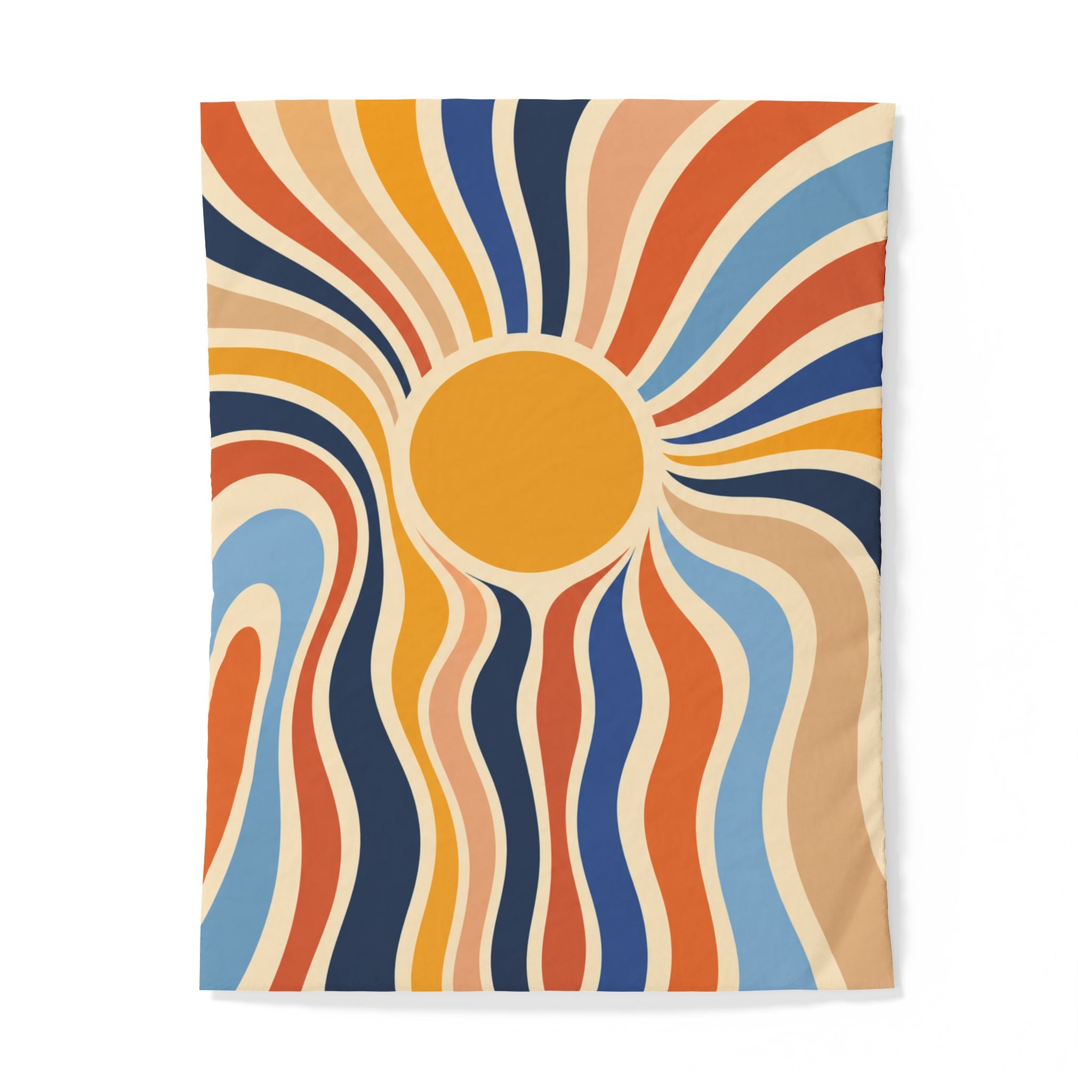 Retro Sunburst Bedding duvet cover | Mid Century Modern abstract waves